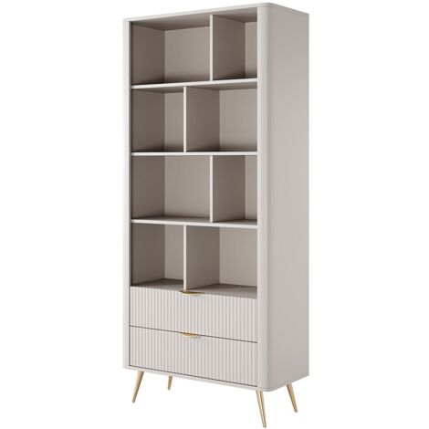 Libreria con 2 cassetto e 8 nicchie in MDF Beige e Dorato - ELONARIA di PASCAL MORABITO (1/5)
