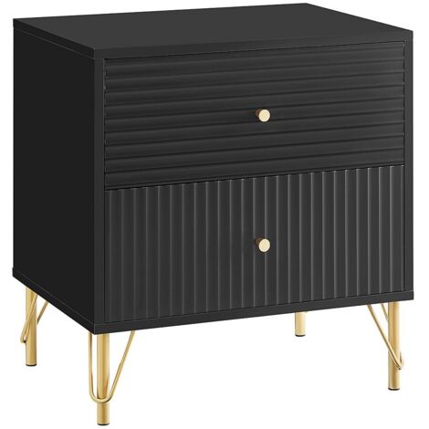 Comodino nero imbottito 1 cassetto con struttura dorata ø42x48 cm