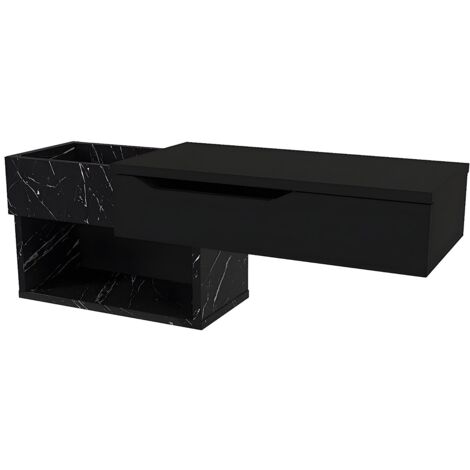 Consolle sospesa con 1 cassetto e 2 nicchie Effetto marmo Nero - DAREKA