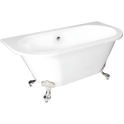 Vasca da bagno semi freestanding rétro con piedini 154 L 150 x 74 x 61 cm Bianco Acrilico - SPARUS