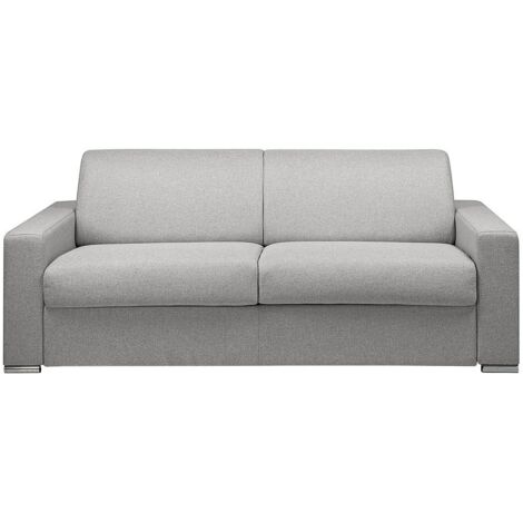 SEADA Divano Letto Matrimoniale Siviglia 3 Posti - Grigio, Tessuto Idrorepellente Antimacchia, Materasso 18 Cm Con Aloe Vera (140x190 Cm)