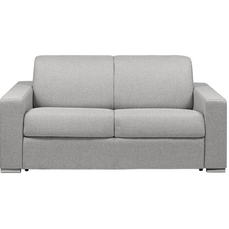 Divano Convertibile Express A 4 Posti In Tessuto Grigio – VIZIR Con Seduta Memory Foam E Materasso 22 Cm, Letto A Doghe 160 Cm, Meccanismo Rapido E Testiere Incluse
