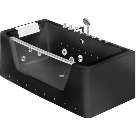 Vasca idromassaggio con vetri semi freestanding a LED DYONA - 1 posto - 260L - 85x170x58cm - Nera