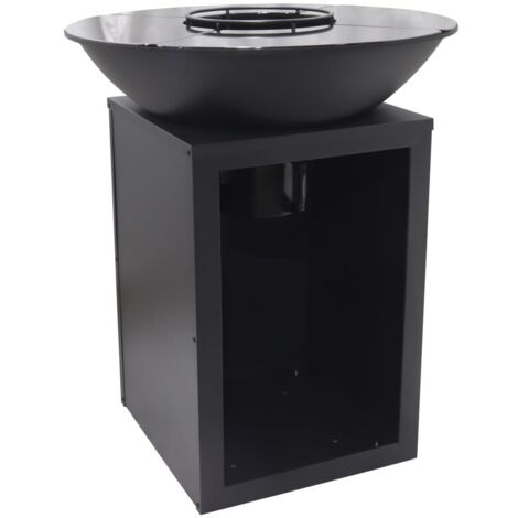 Barbecue plancha braciere a carbone e legna con contenitore 80 x 80 x 96 cm Nero - IGNOS