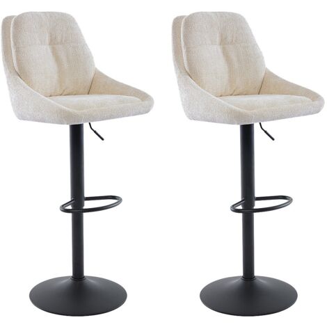 Sedia da bar regolabile 63/84 cm in tessuto beige Carmelo | Maisons du