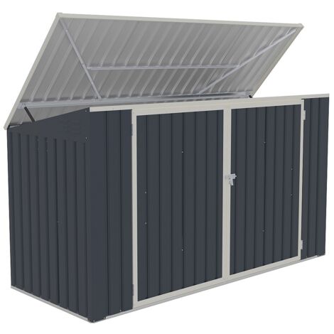 Casetta per il riciclo tripla L237 x P101 x H131 cm in Acciaio galvanizzato Antracite - ILARIO (1/5)