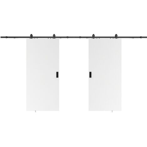 Porta scorrevole doppia con sistema esterno muro 2 x H205 x L73 cm MDF + PVC Bianco - VARIN II (1/4)