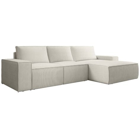 Grande divano letto angolo a destra in Velluto a coste Beige AMELIA