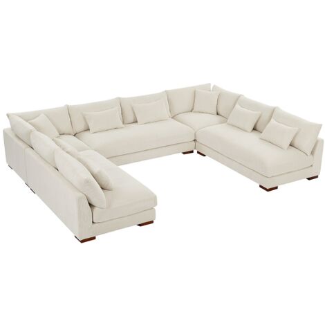 Divano angolare panoramico in Velluto a coste Beige SPERONE