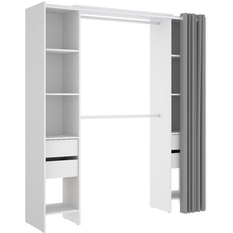 Armadio guardaroba allungabile con tenda L110/178 cm Bianco - LONAZA