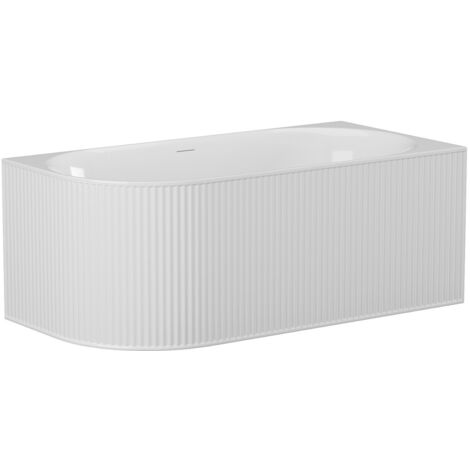 Vasca da bagno angolare scanalata - 150 x 75 x 58 cm - Acrilico - Bianco opaco - Angolo retto - 215 L - BARBORI