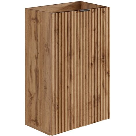 Mobile lavamani scanalato anta reversibile naturale chiaro H60 x L40 x P22 - VAHIRA