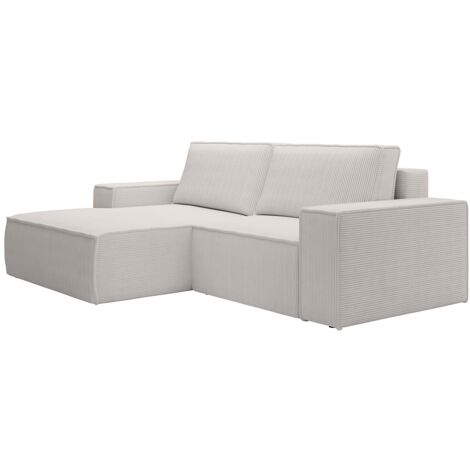 Piccolo divano letto angolo a sinistra in Velluto a coste Beige - AMELIA (1/5)