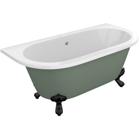 Vasca da bagno semi-freestanding rétro con piedini 154 litri 150 x 74 x 61 cm Verde opaco Acrilico - SPARUS