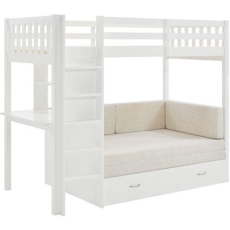 Letto a soppalco 90 x 190 cm con divano letto Abete e MDF Bianco - ORPELIA
