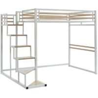 Letto a soppalco 140 x 200 cm Metallo e MDF Bianco - JOGUI