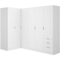 Armadio angolare 6 ante e 3 cassetti L213 cm Bianco - LISTOWEL