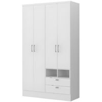 Armadio 4 ante e 2 cassetti L.120 cm Bianco - ODILON
