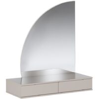 Toeletta sospesa con specchio con LED 2 cassetti Beige opaco - JINEZA