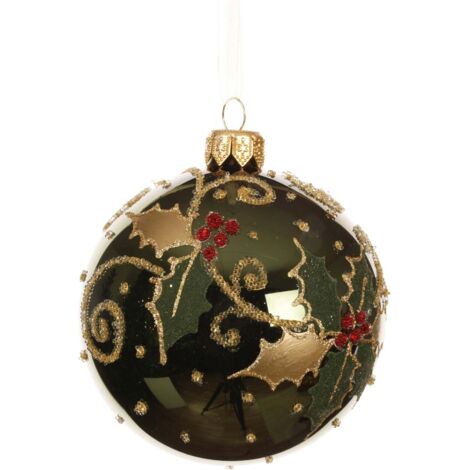 KAEMINGK - Sfera in plastica e glitter verde 8cm Cod. 457840 – Solara Garden