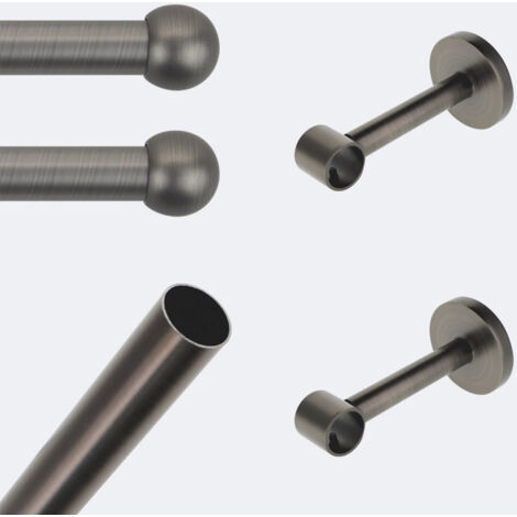 Kit de tringle à rideaux Carbone 150cm Diam.20mm Embout Boule - Fixation Mur - Boulet