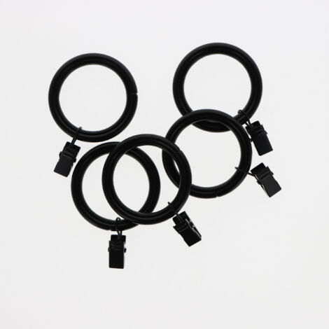 Lot de 10 anneaux à pinces pour rideaux de 40x50mm en Noir Mat - BOULET (1/5)