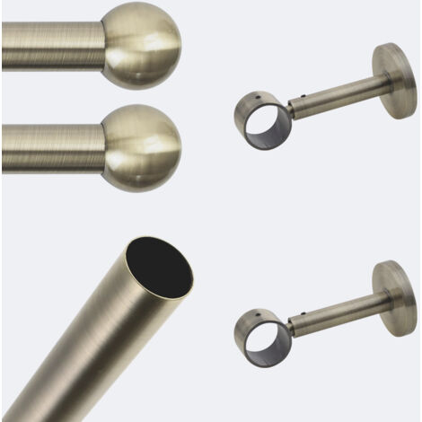 Kit de tringle à rideaux Bronze 200cm Diam.28mm Embout Boule - Fixation Mur - Boulet (1/3)