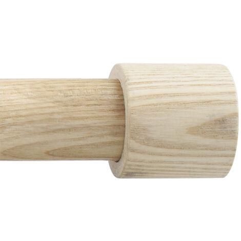 Lot de 2 Embouts Capuchon en Bois Naturel Ø28mm pour barre à rideaux - Boulet (1/3)