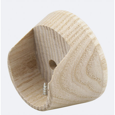 Support Entre-murs en Bois Naturel Ø28mm pour barre à rideaux - Boulet (1/2)