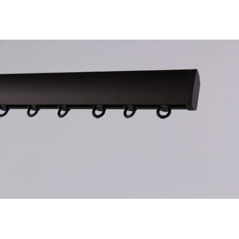 Kit rail à rideau décoratif marron 150 cm pour plafond section 15x35 mm - Boulet (1/2)