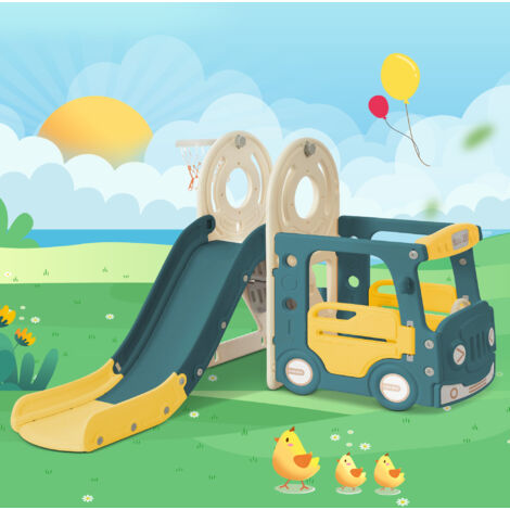 Toboggan pour enfants pliable 4 en 1 - YRHOME - Slide, Panier de basket