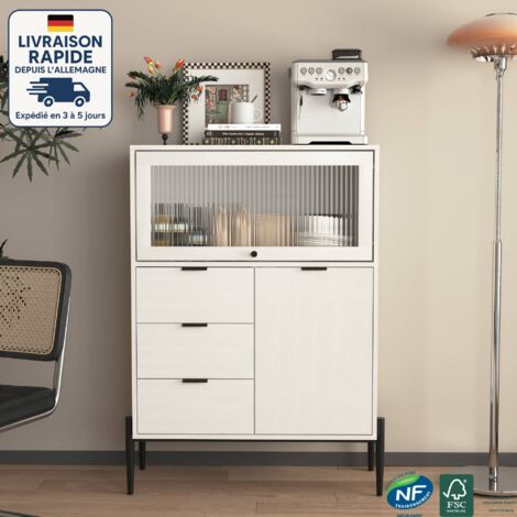 MEUBLE DE RANGEMENT EN BOIS DE FRÊNE ET PORTE VITRÉE - Marron | France