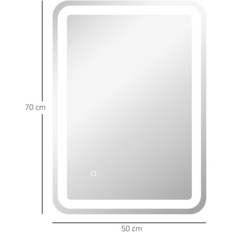 Miroir De Salle De Bain LED 100x70 Cm - Anti-buée, 3 Couleurs, Variateur D'intensité, Cadre Aluminium