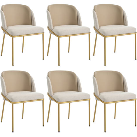 Lot de 6 chaises - Système de couleurs Morandi à faible saturation - scandinave-  Conception ergonomique - Beige+Kaki (1/5)