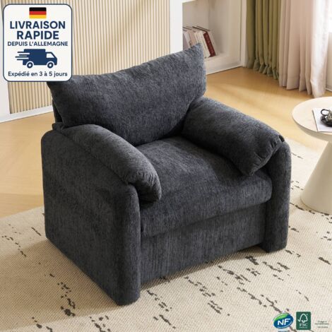 MODFU - Canapé 1 place, fauteuil relax, tissu chenille, convient pour salon et chambre, 96×82×84cm, girs (1/5)
