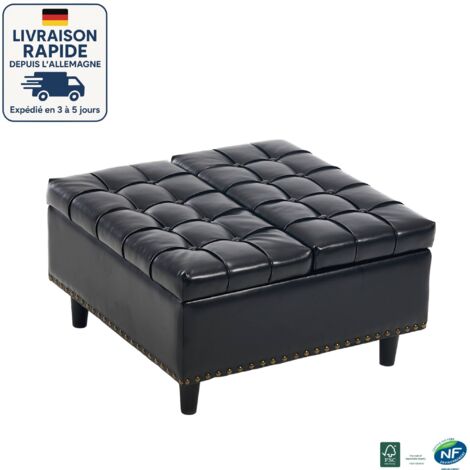 MODFU - Tabouret relevable avec rangement, adapté au salon et à la chambre, 75×75×41cm, PU, noir (1/5)