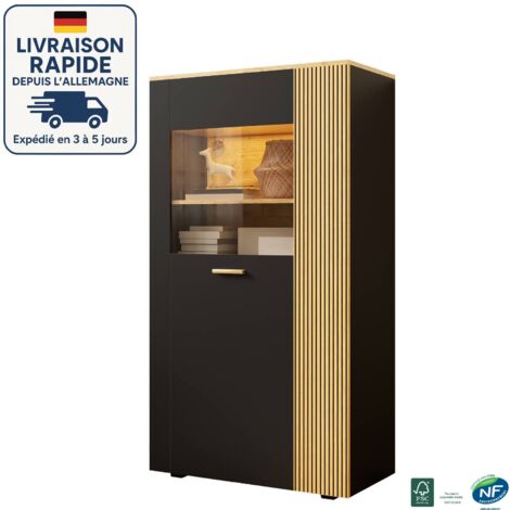 Encoignure Vitrine Avec 3 étagères – Meuble D'angle Triangulaire En Bois, 205 Cm De Haut