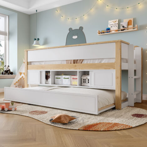 BDW Lit Enfant Super Dogs 160x80 Cm – Lit Bébé Avec Matelas, Tiroir & Barrière Antichute – Motif Chien (Poire Claire)