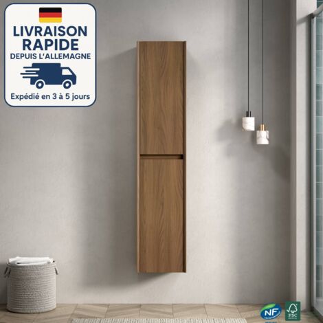 Meuble de rangement de salle de bain - 140cm - Armoire de rangement étroite - Portes doubles - Compartiments intérieurs pour petits espaces - Espresso (1/5)