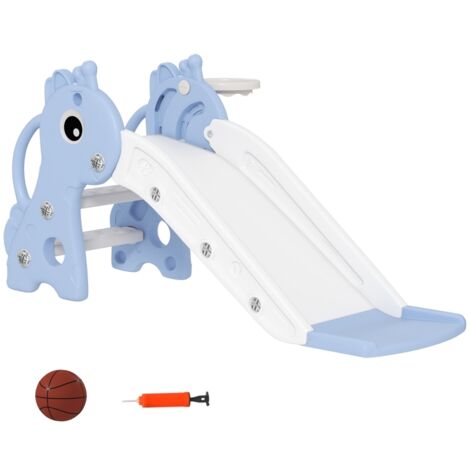 Aire de jeux - Toboggan 3-en-1 - pour enfants (1–3 ans) avec panier de basket et ballon, structure HDPE,  bleu (1/5)