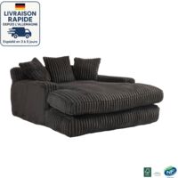 Modfu – Canapé de relaxation 3 coussins – Velours côtelé doux – Rembourrage mousse haute densité – Dimensions 155x125x63 cm – Capacité 150 kg
