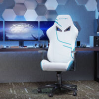 MODFU - Chaise gaming ergonomique, fauteuil gaming tissu Blanc, appui‑tête et soutien lombaire réglables, accoudoirs réglables