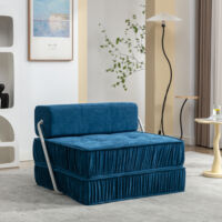 Canapé convertible pliable 186x93 cm, fauteuil modulable 3-en-1 pour petit espace, mousse et ressorts,bleu