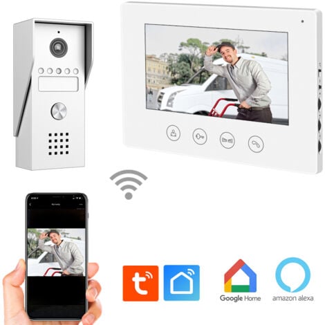 Portier Vidéo filaire connecté Wifi avec Ecran tactile 7” – 2 fils – Contrôle vocal