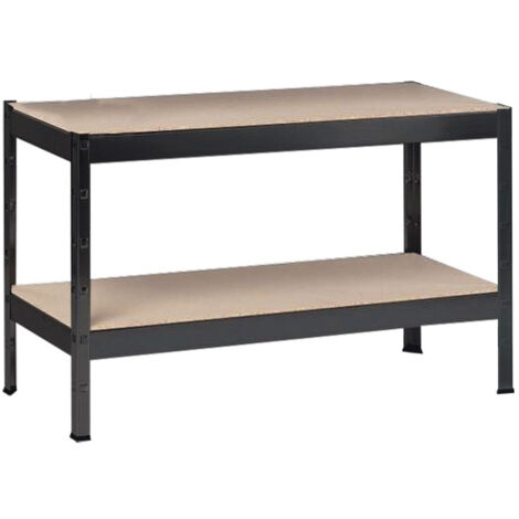 SCHULTE Regalwelt Rayonnage pour charges lourdes avec 2 étagères en bois, capacité de charge par niveau env. 150 kg, 43x100x40 cm (HxLxP), noir structuré, rayonnage de stockage, rayonnage de cave, ray