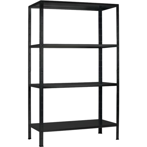 SCHULTE Regalwelt Rayonnage emboîtable avec 4 tablettes PowerMAX, charge utile 65 kg, 180x100x40 cm (HxLxP), noir structuré, rayonnage de stockage, rayonnage d’atelier, rayonnage de cave, rayonnage de (1/4)