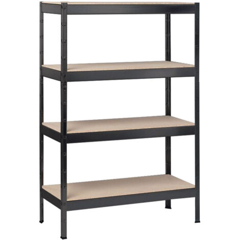SCHULTE Regalwelt Rayonnage pour charges lourdes avec 4 étagères en bois, capacité de charge par niveau env. 150 kg, 180x120x40 cm (HxLxP), noir structuré, rayonnage de stockage, rayonnage de cave, ra