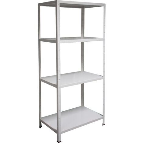 SCHULTE Regalwelt Rayonnage emboîtable avec 4 tablettes PowerMAX, charge utile 65 kg, 180x80x40 cm (HxLxP), blanc, rayonnage de stockage, rayonnage d’atelier, rayonnage de cave, rayonnage de garage, r (1/4)