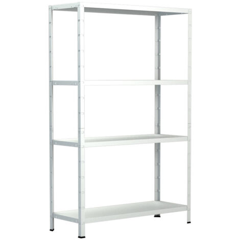 SCHULTE Regalwelt Rayonnage emboîtable avec 4 tablettes PowerMAX, charge utile 65 kg, 180x60x40 cm (HxLxP), blanc, rayonnage de stockage, rayonnage d’atelier, rayonnage de cave, rayonnage de garage, r (1/4)