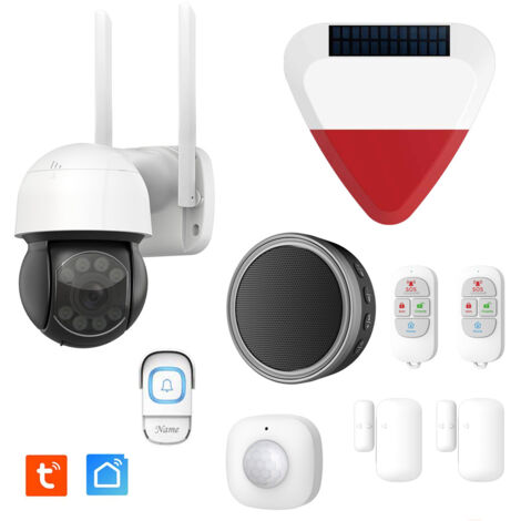 Kit de Sécurité Connecté avec Caméra KYF-CAM-026 + Sirène Extérieure Solaire Autonome